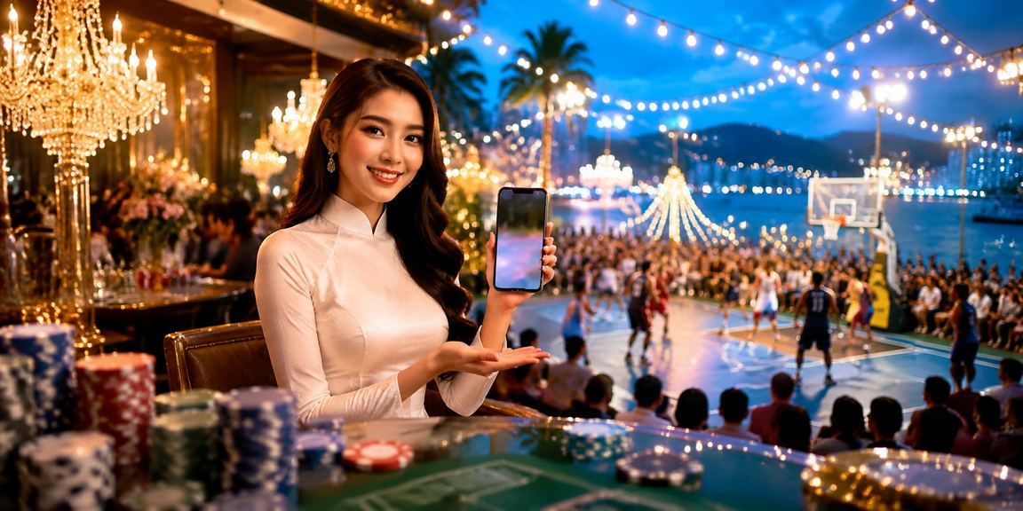 Người dùng tại Phú Quốc theo dõi bóng rổ và kiểm tra thao tác mobile